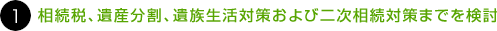 １. 相続税、遺産分割、遺族生活対策および二次相続対策までを検証